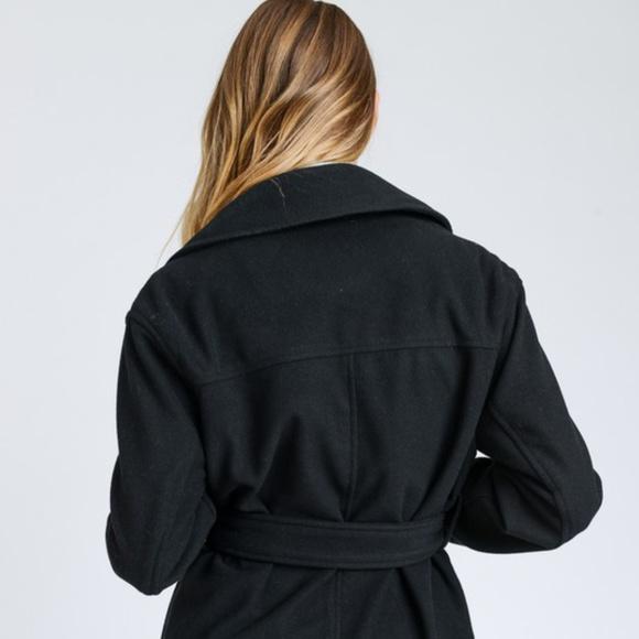 **PRICE FIRM** Belted Long Sleeve French Coat - Picture 7 of 8